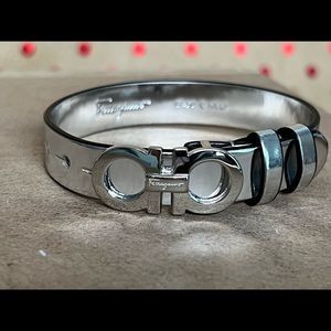 Salvatore Ferragamo Men's Gancini Metallic Leather Bracelet (New)